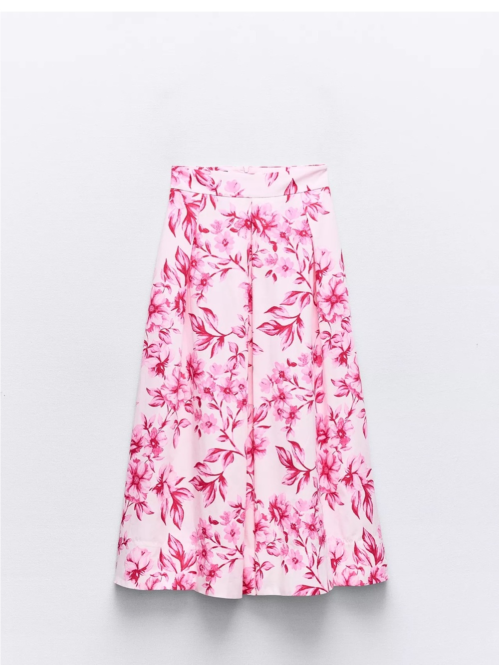 Zara Pink Floral Midi Skirt